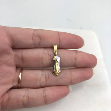 18K Gold Layered Oro Laminado Two Tone Our Lady of Guadalupe (Bulto) Religious Pendant 31.0055